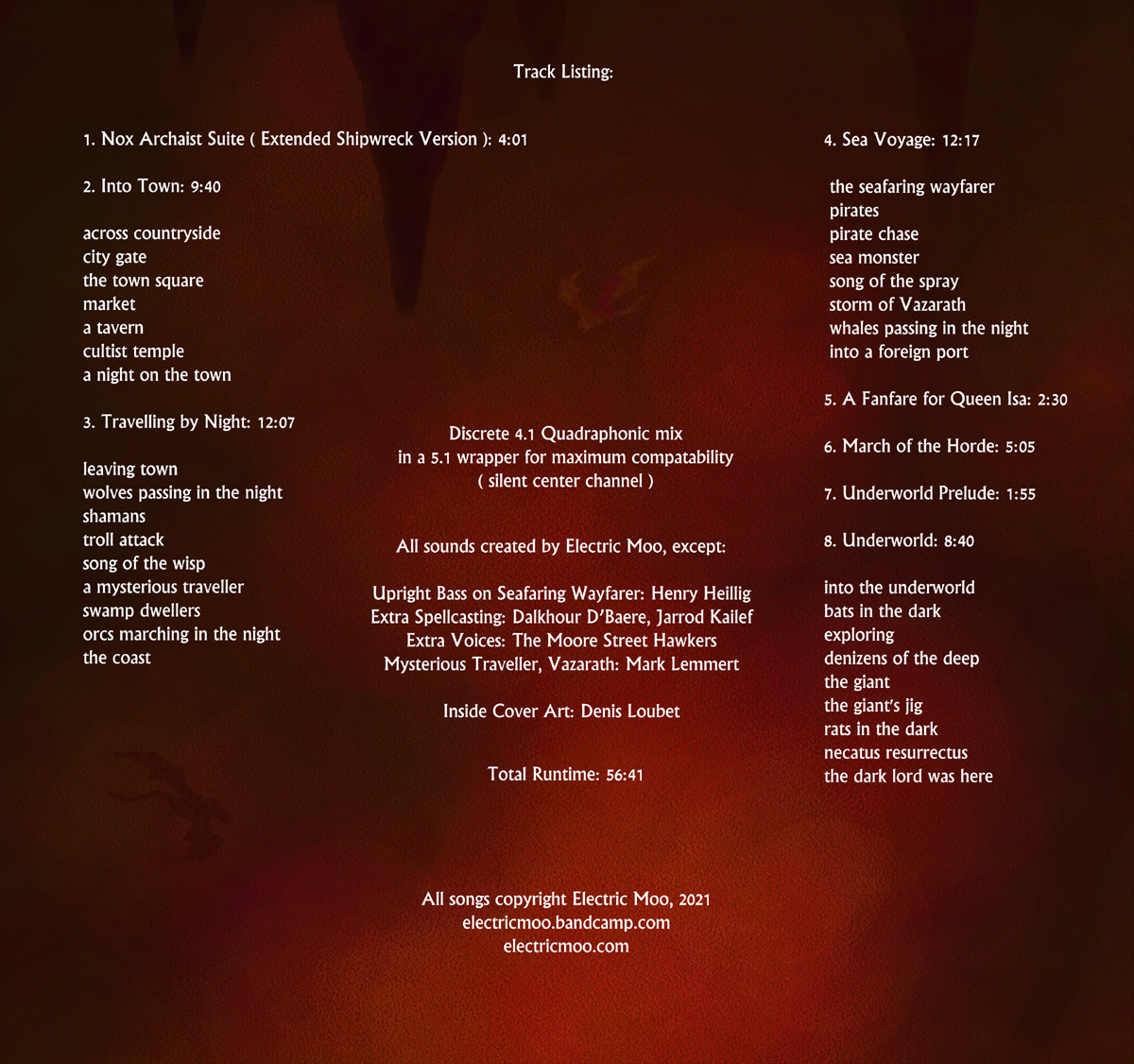 Nox Archaist tracklist webpage