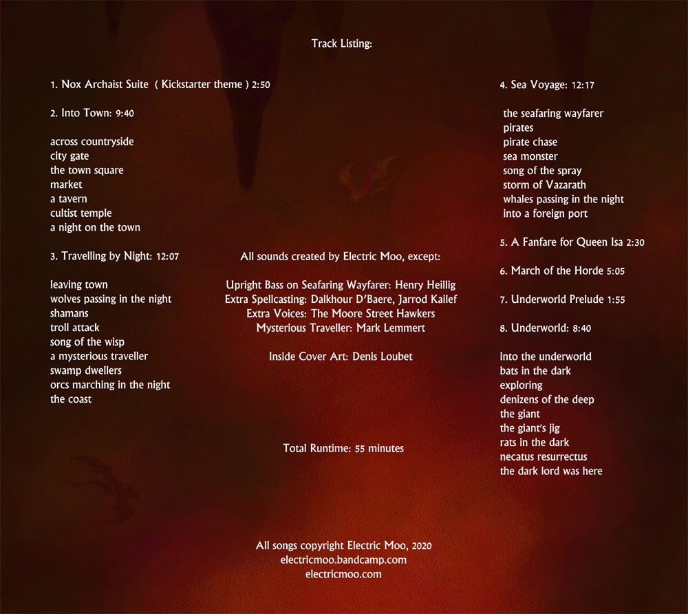 Nox Archaist tracklist webpage